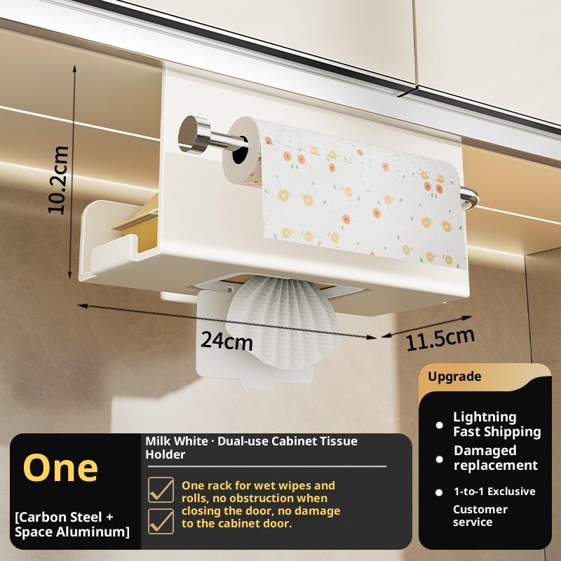 

Держатель для кухонных бумажных полотенец, Диспенсер для влажных салфеток, пищевой пленки, фольги и чистящих салфеток с креплением под шкаф белый