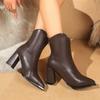 Autumn Winter Women'S High Heel Ankle Boots Fashion Back Zippers Pointed Toe Shoes Street Style Banquet Party Short Botas Mujer
