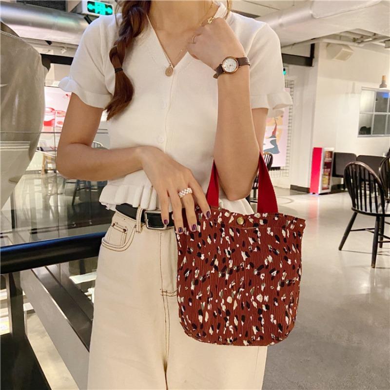 12 small fresh and cute small cloth bags women's wrinkled cloth printed handbags Bento bags