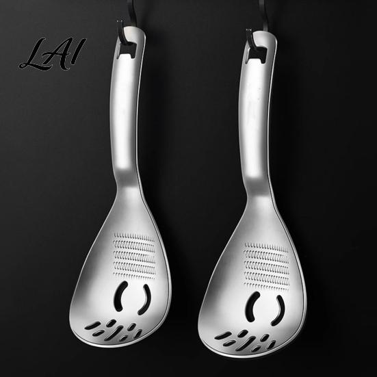 Efficient Food Prep Grinder Stainless Steel Slotted Spoon with Bottle Opener & Ginger Grater Fine Tooth Handheld Vegetable Puree Maker Manual