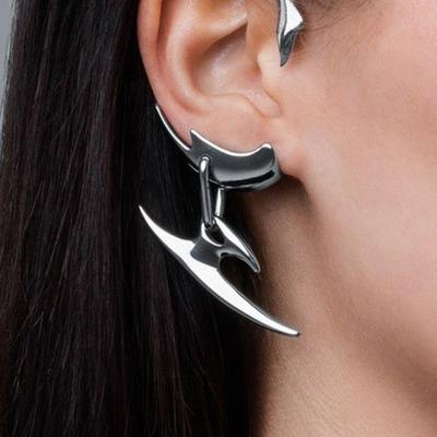 Cyberpunk Hip Hop Unisex Ohrclip Gothic Punk Silber Farbe Dolch Ohrloses Piercing Paar Ohrringe Zubehör Schmuck Eardrop