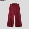 INCERUN Men High Waist Zip-up Side Mesh Patchwork Casual Flare Pants Trousers