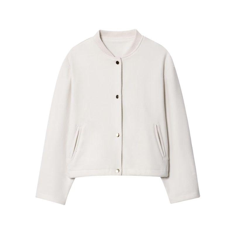 

Araltay New Arrival Fashion Style Women s Clothing Fashionable Golden Button Soft Pilot Jacket Outwear 4968022 Milky White L