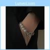 Geometric Reflective Bead Bracelet With Tassels For Unisex Fashion Accessory
