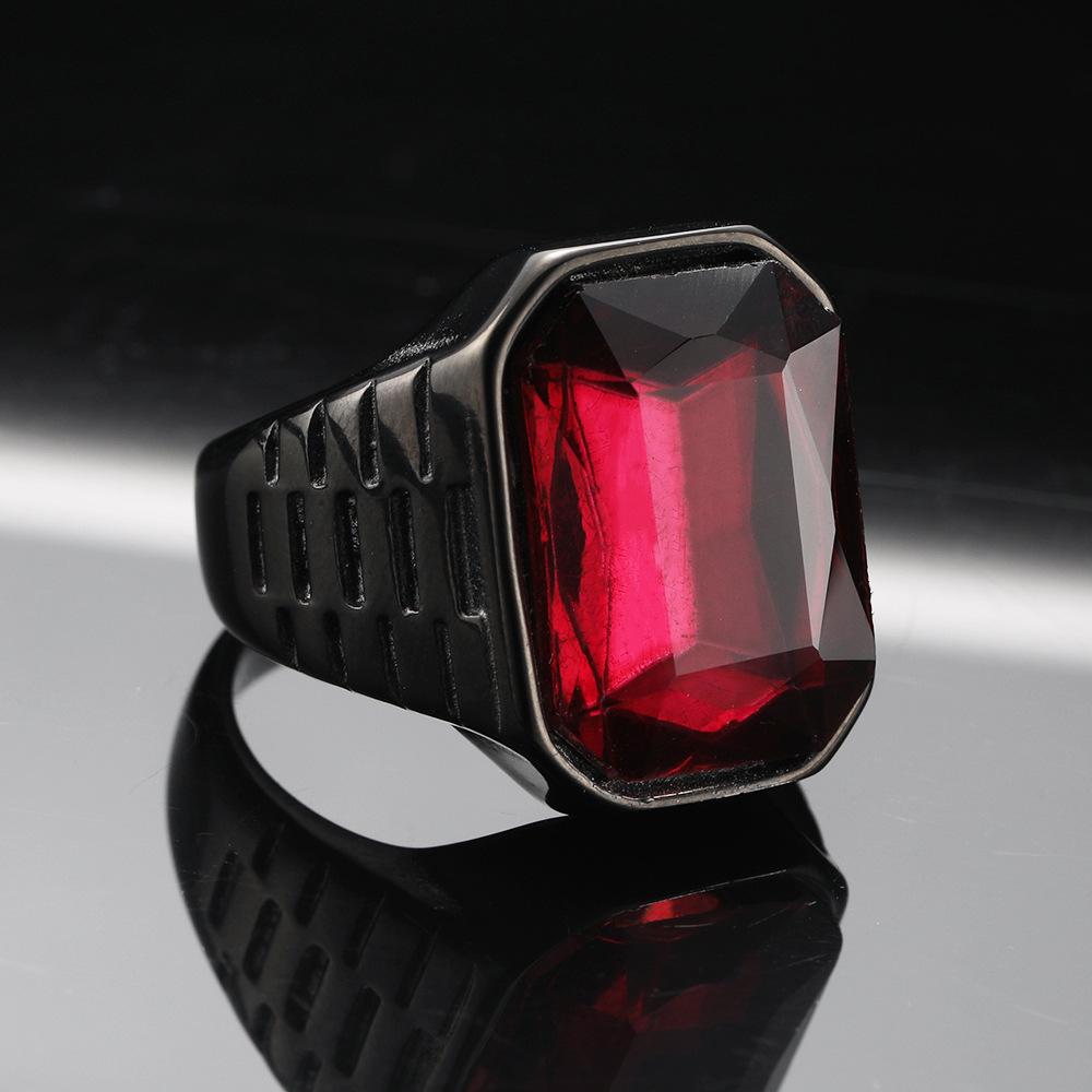 Herren Quadratischer Titanring Minimalistischer Geometrischer Edelsteinschmuck Trendiger Punk Edelstahlring für Herren Modeaccessoires