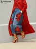 New Style Printed Loose Fit Jeans for Women, Comfortable Wide Leg Long Pants