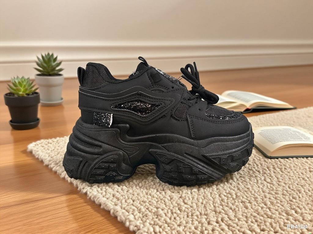 Platform dad shoes women's autumn 2025 new rhinestone fashion inner height increase women's shoes versatile sports and leisure shoes