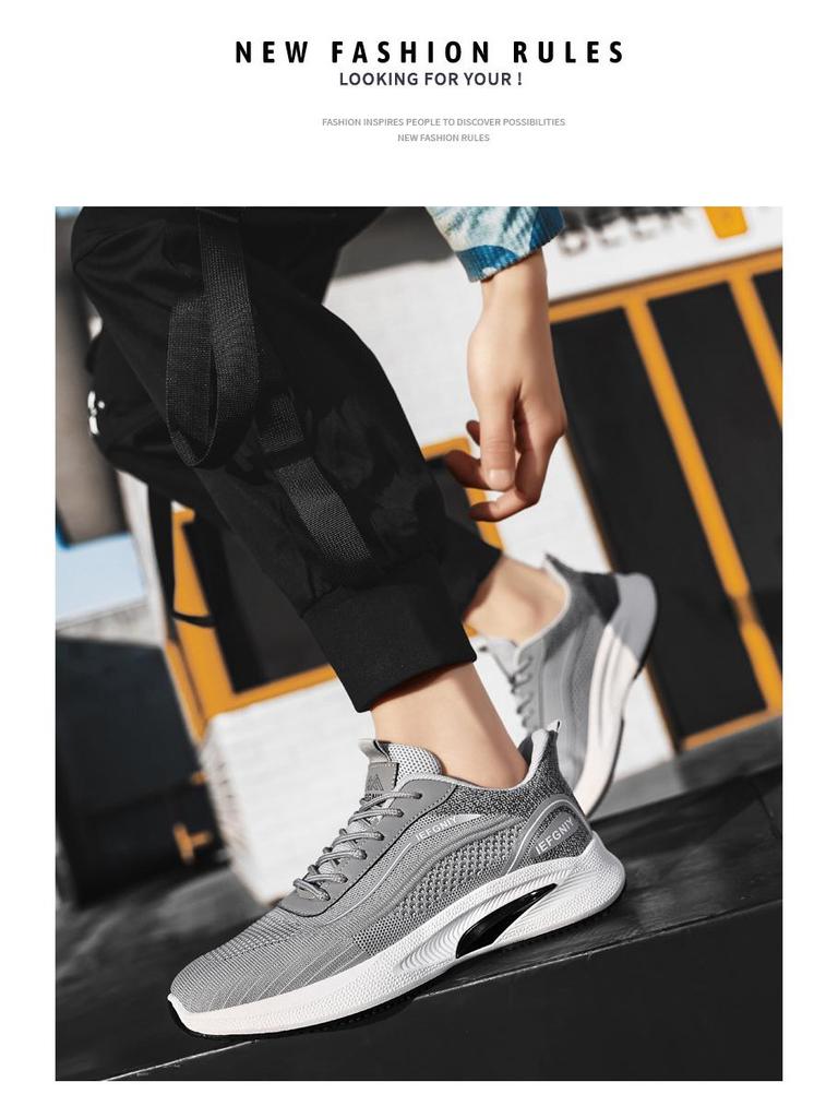 2025 Men's Black Breathable Mesh Running Shoes - Odor-Resistant Casual Lightweight Sneakers