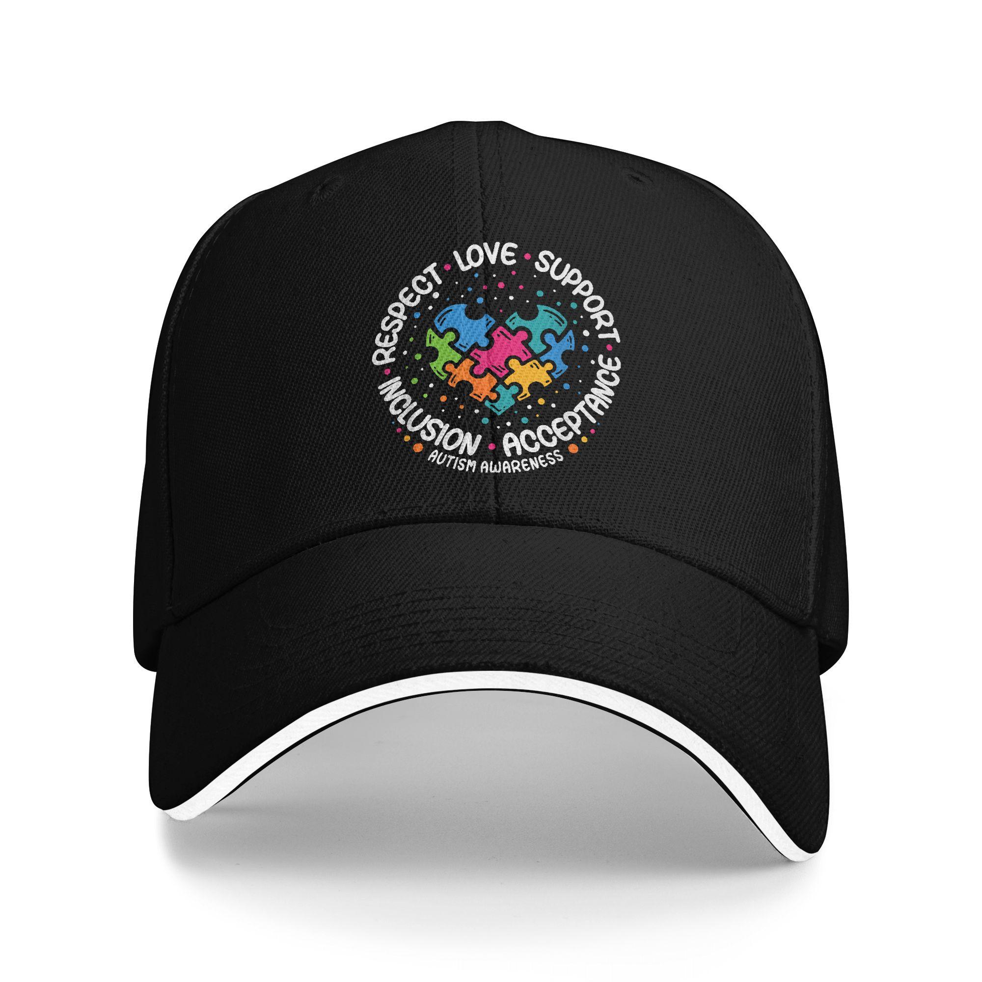 Autism Awareness Respect Love Support Blue Autism Casual Baseball Cap Running Hippie Trucker Hat Spring Fashion Baseball Caps As Picture чёрный