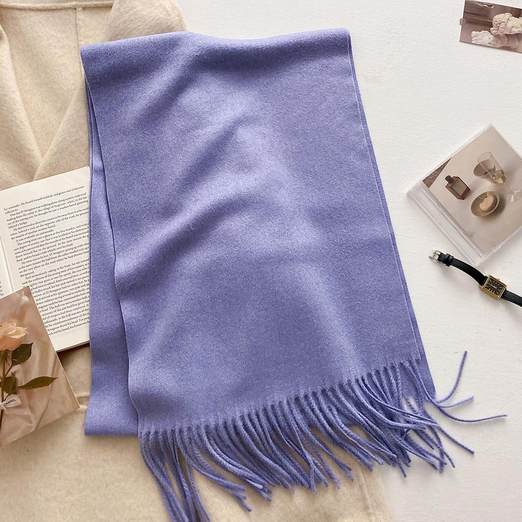30*180cm Wool Scarf Women Luxury Solid Color Winter Warm Fashion Scarves Tassel Shawls Pashmina Lady Soft Wraps