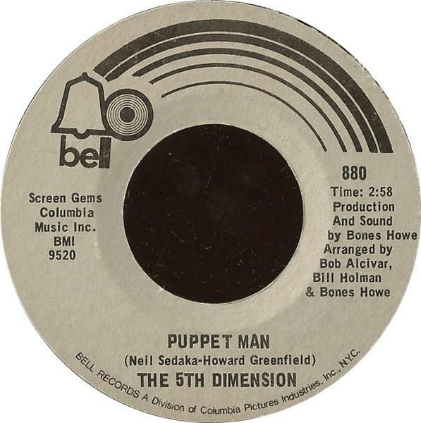 

7-дюймовая пластинка FIFTH DIMENSION Puppet Man 880 Bell Records 1970 США SoulFunk Б/у