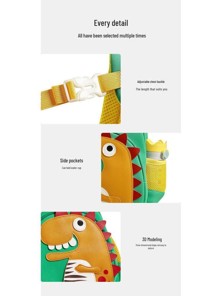 Lightweight Dinosaur Preschool Backpack for Kids - Cute Anti-Lost Design for Boys & Girls