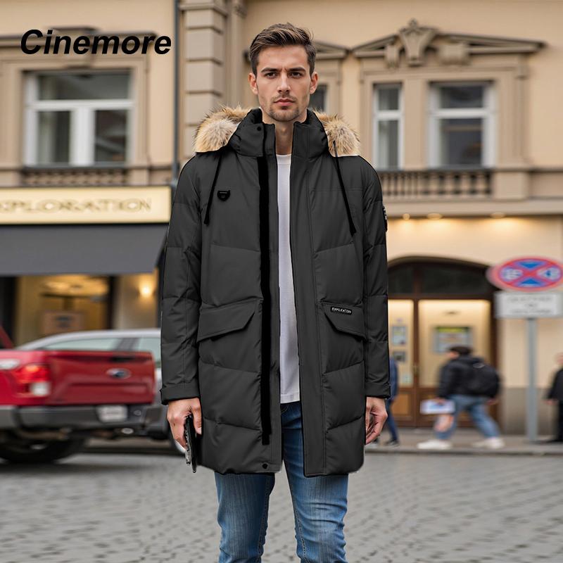 Cinemore 2025 Winter Coat Men's Down Jacket with Pockets, Warm, Drawstring, Hooded, Short Parka Men's 8039