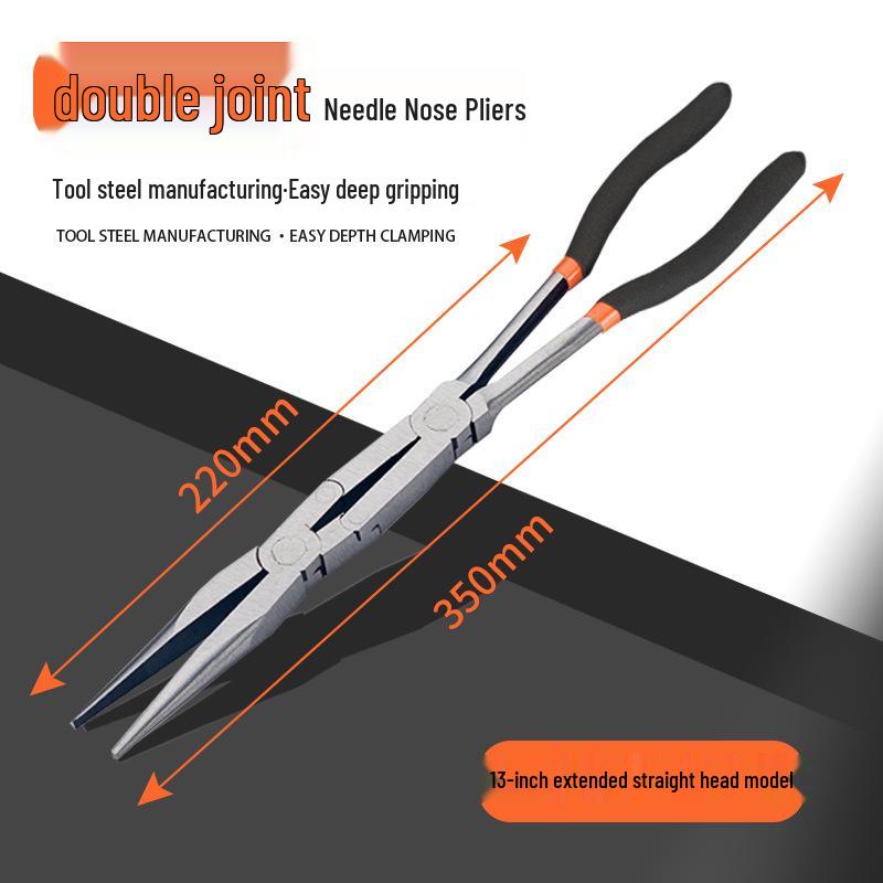 

Extra Long 13 Bent Nose Fishing Pliers with Double Joint and Large Round Handle