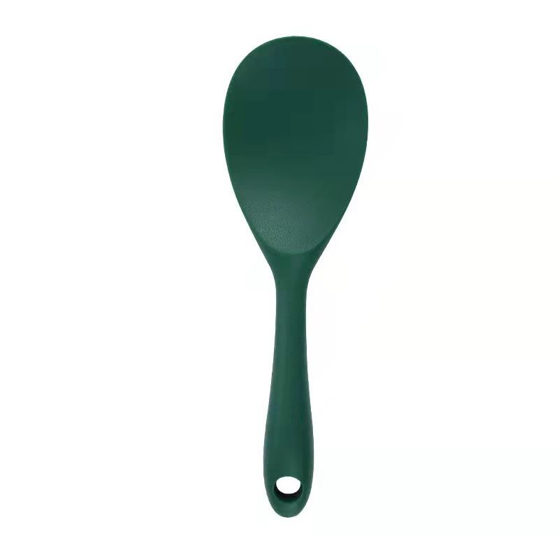 Hanging Silicone Rice Spoon Kitchen Ladle Non-stick Saucepan Electric Rice Cooker Cooking Scoop With Holes Household Items Dark Green