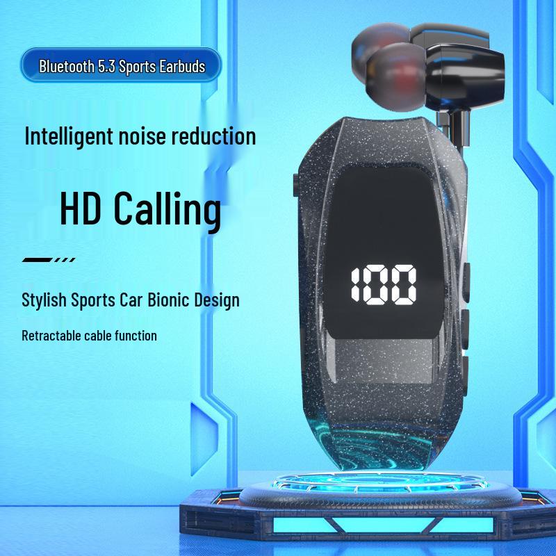GT010 Bluetooth Earphone: Clip-on, Large Battery, Vibration, Retractable, Digital Display for Business Calls