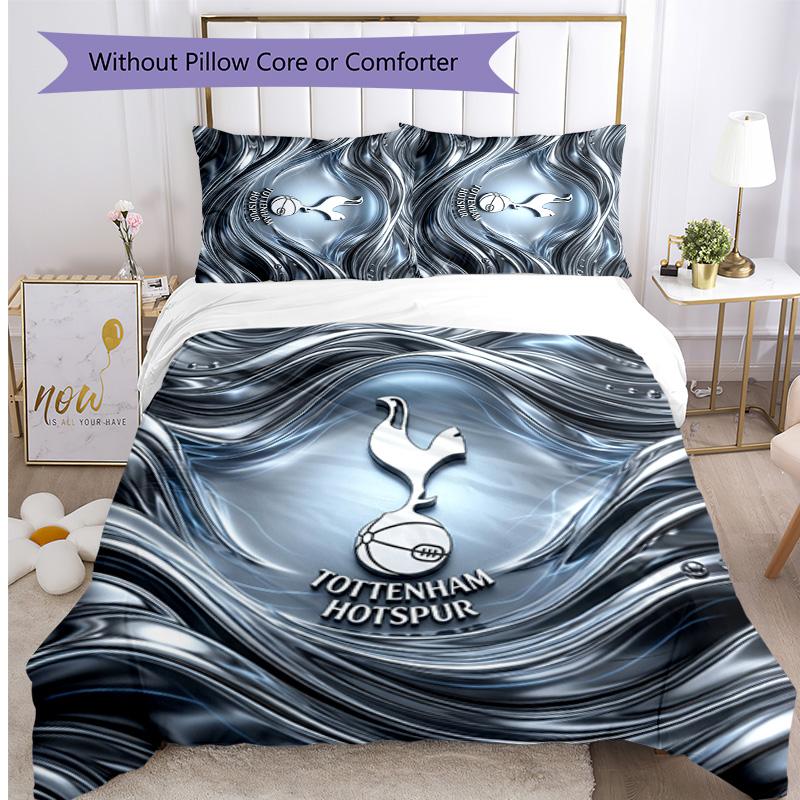Set Lenzuola 3 Pezzi Stampato Tottenham Hotspur Morbido Delicato sulla Pelle Lavabile Copripiumino e Federe Set Tutte le Stagioni Camera da Letto