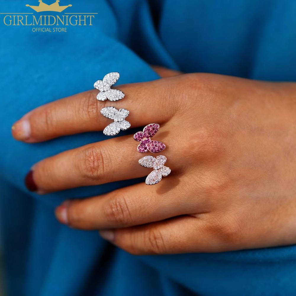 High Quality Summer Delicate Cute Lovely Double Butterfly Animal Ring For Women Girl Fashion Open Adjust Size Party Jewelry