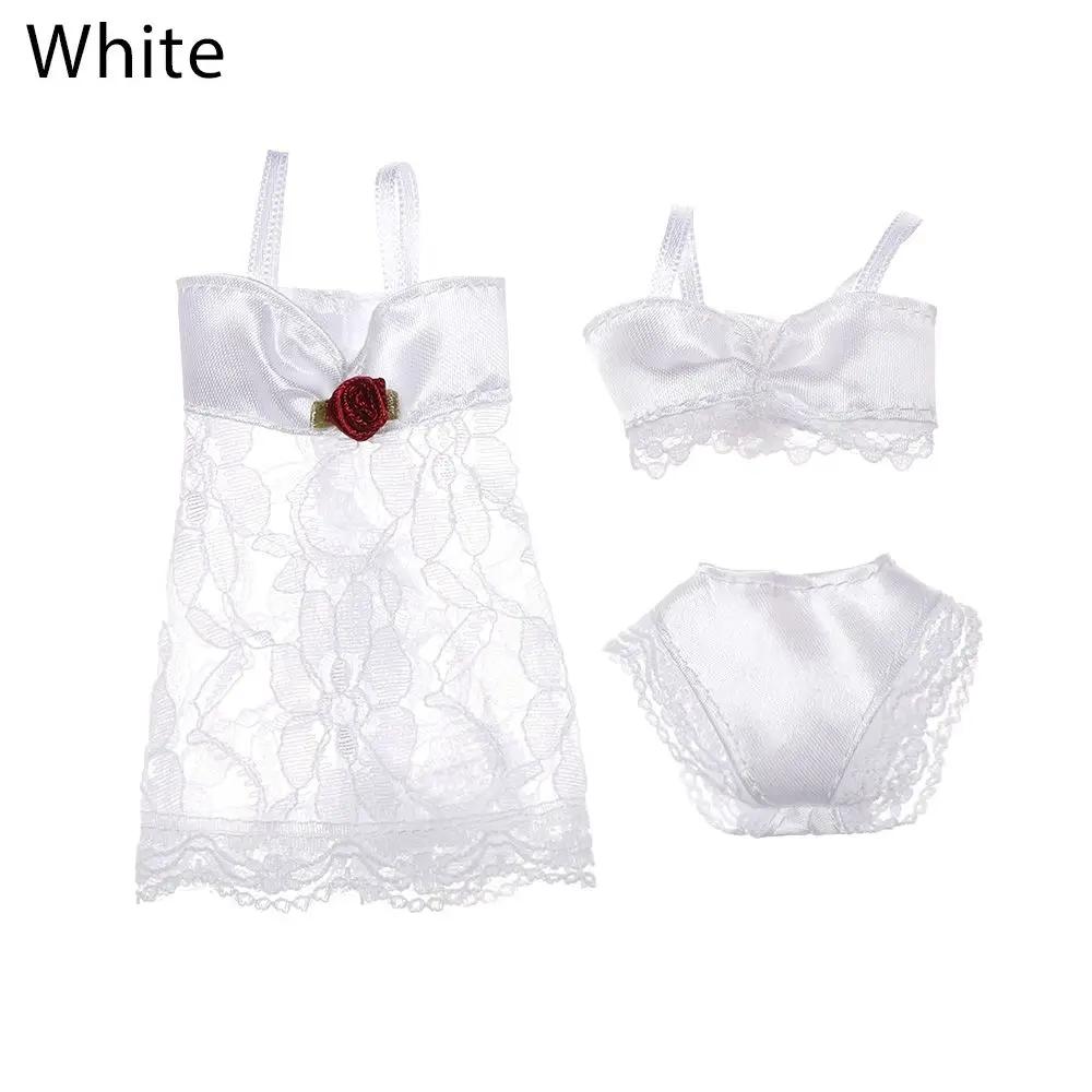 1Set Doll Clothes Sexy Doll Pajamas Lace Lingerie Bra + Underwear + Night Dress Nightwear Bikini Clothes 1/6 Dolls Accessories