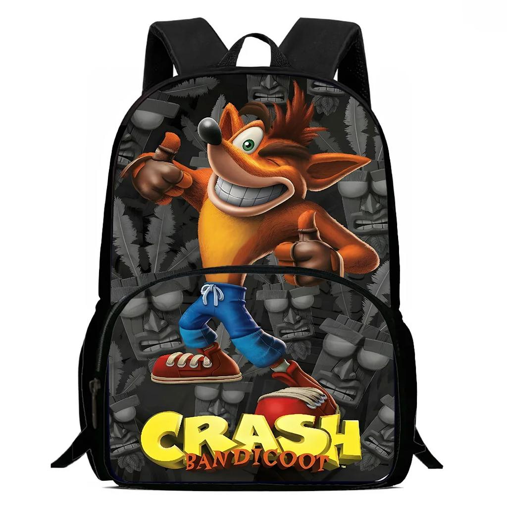 Child Backpacks Cartoon Crashs Bandicoots Shoulder Bag Pencil Case Pupil Large Capacity School Bags For Boys Girls Best Gift
