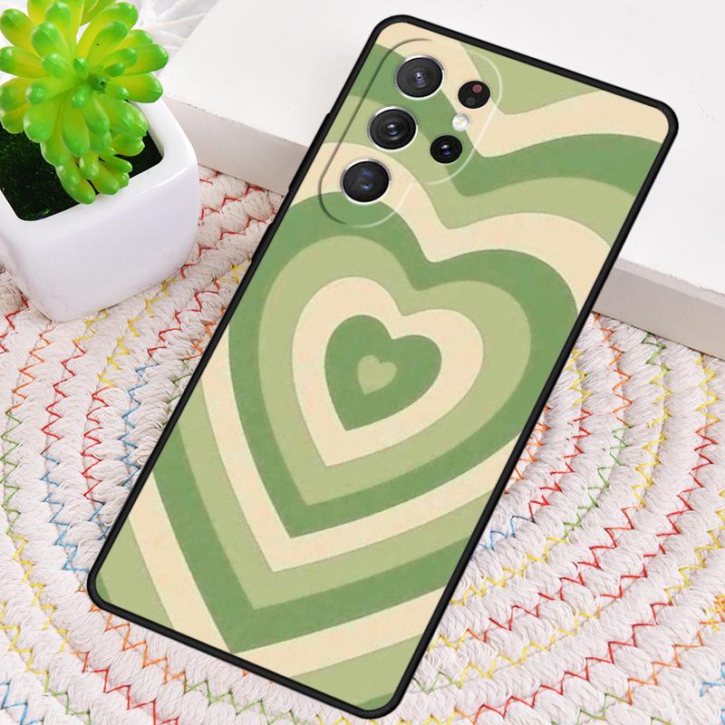 green Heart Circle Silicone Phone Case For Samsung Galaxy note 10 pro S26 S25 S24 S23 S22 S21 Plus S25Ultra Capa Cover