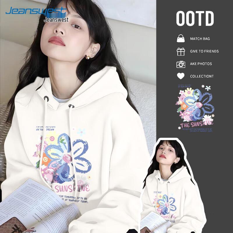 JEANSWEST Women's Graffiti Print Hooded Sweatshirt