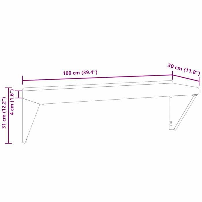 VidaXL Étagère murale 100x30x31 cm argenté acier inoxydable, étagère flottante, étagère murale d'exposition, panneau 30273