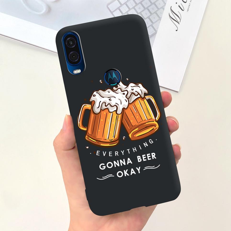 For Motorola One Vision Case One Macro BaCK Cover Gothic Black Cool Fashion Phone Mask For One Vision OneMacro Bumper Soft Matte