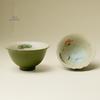 Hand-Painted Lotus Fish Ceramic Tea Cup, Flower-Shaped Cup for Kung Fu Tea, Chinese Style