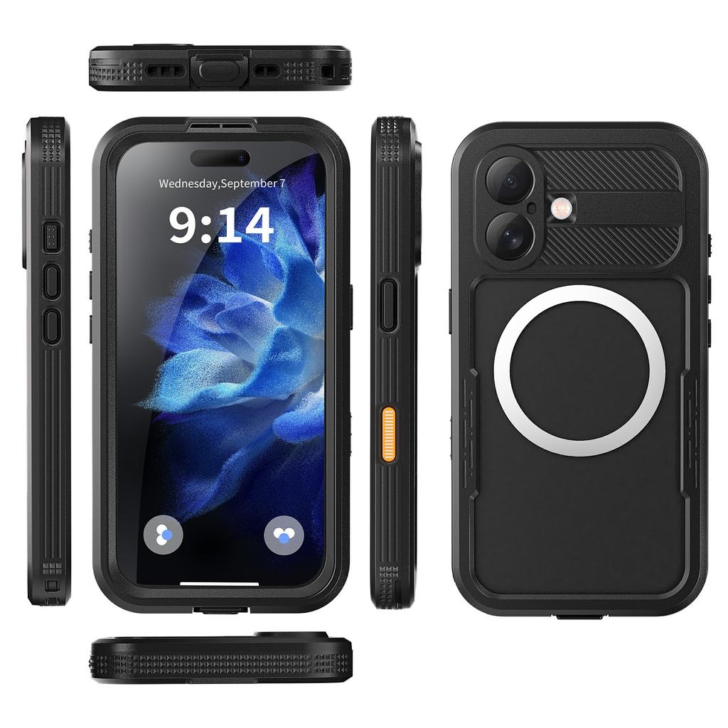 SHELLBOX For iPhone 16 Case Compatible with MagSafe IP68 Waterproof Clear Phone Cover