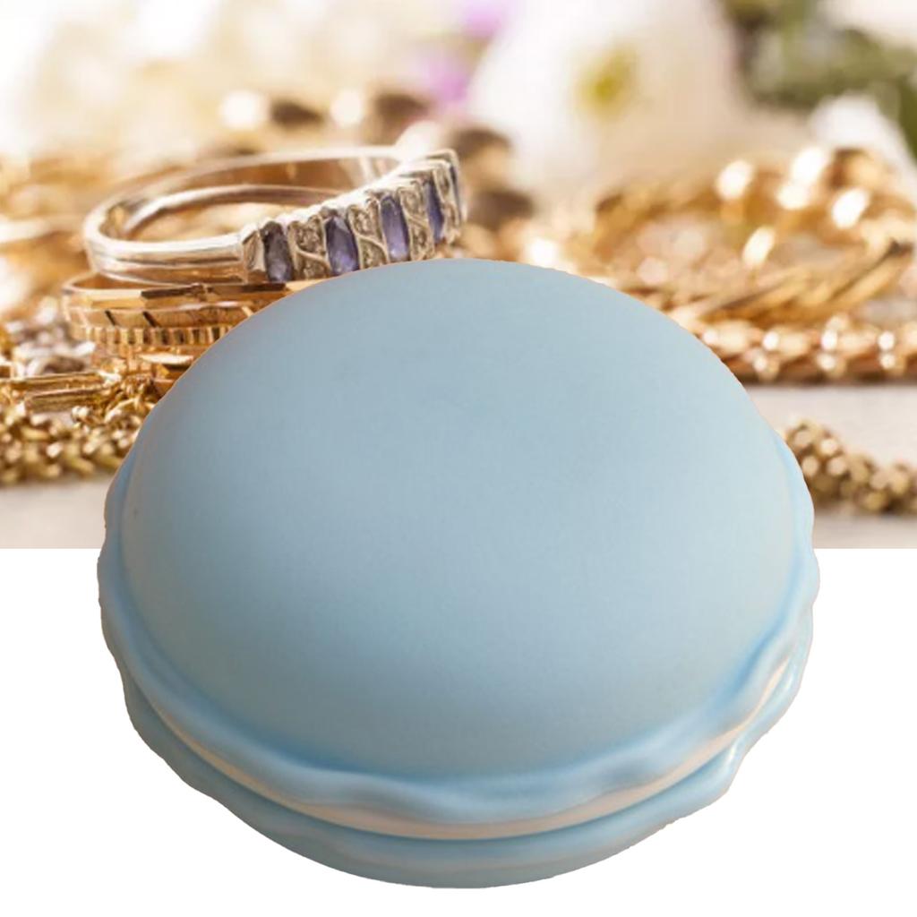 Macaron Jewelry Box Light Blue Plastic Exquisite Macaron Shape Storage Box for Women Girls