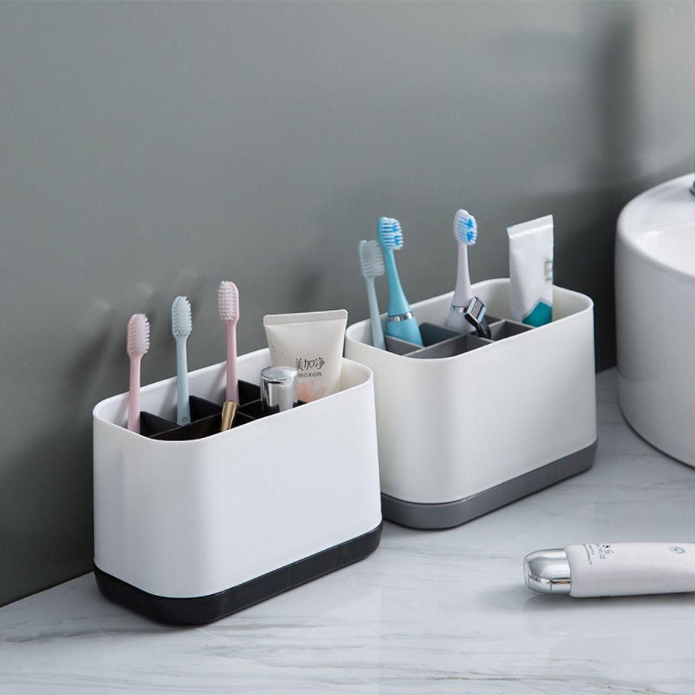 Portable Bathroom Toiletries Storage Rack Grid Toothbrush Racks Electric Toothbrush Storage Box