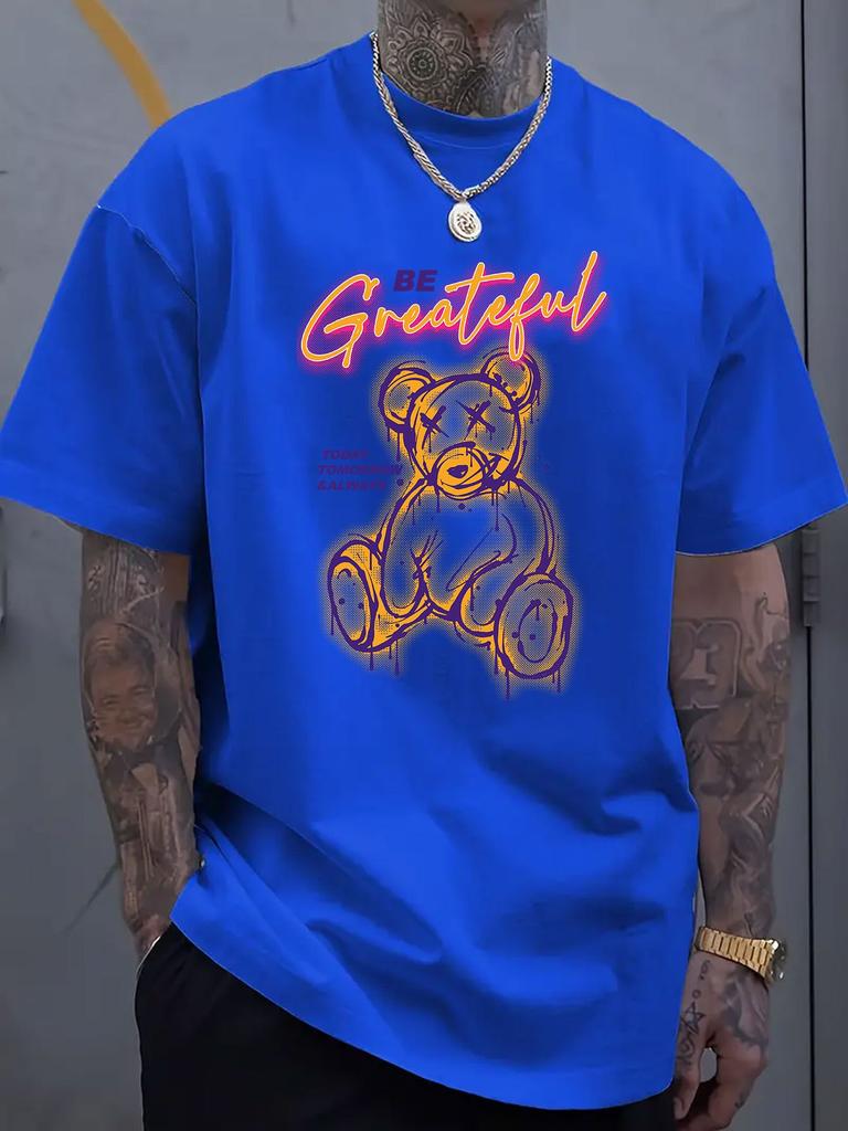 Kreskówkowy Miś Grafika Nadrukowana Koszulka z Krótkim Rękawem Luksusowa Bawełna Lato Unisex Męska Damska Casualowa Luźna Modna Odzież