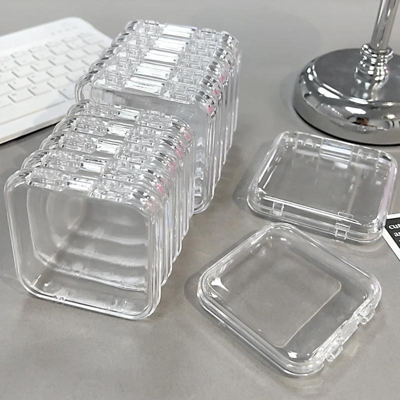 Transparent Acrylic Storage Box Square Card Nail Container Jewelry Earring Ring Badge Beads Storage Box Case Organizer Protector