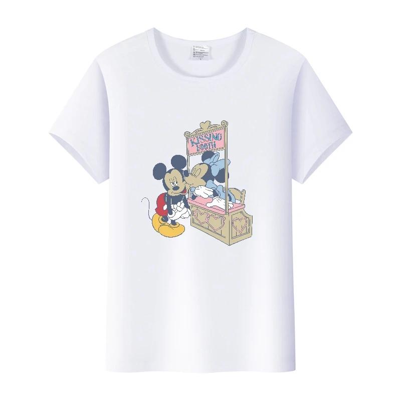 Fashion Disney Cartoon Men Tshirt Female Tops Summer Women Short Sleeve T-shirt Gothic Tee Ladies Mickey Mouse Graphic Clothes
