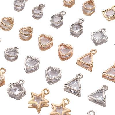 Legering Bedels Ingezette Zirkoon Hart Ster Strass Hanger Accessoire Voor DIY Oorbel Ketting Accessoires