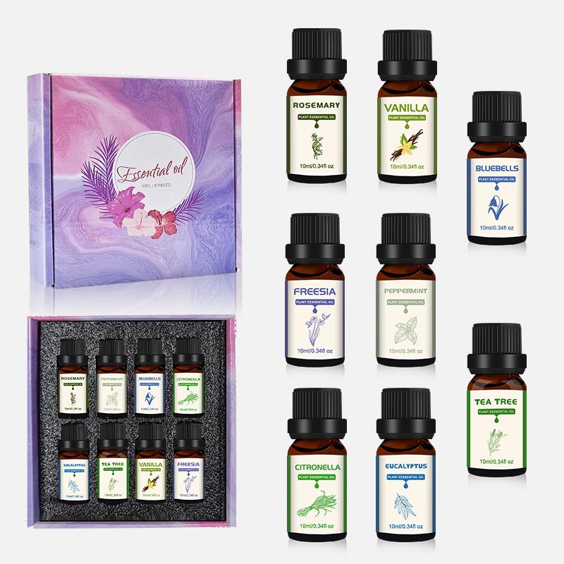 Cross-border Aromatherapy: 8-Piece Essential Oil Set with Sweet Orange & Lavender for Diffusers and Humidifiers