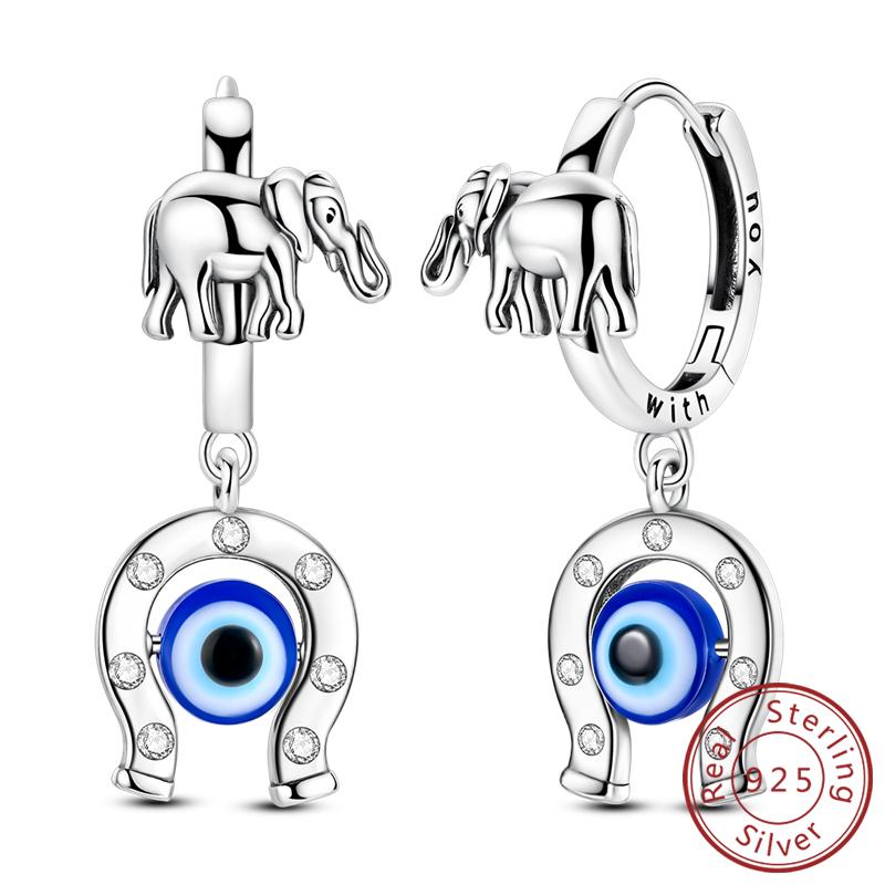 925 Silver Earrings Starry Pearl Devil Eye Simple Drop Stud Hoop Earrings for Women Girl Fashion Jewery Accessories