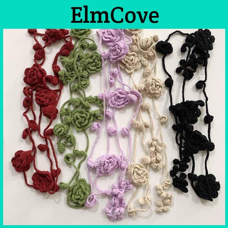 Rose Handmade Temperament Waist Chain Womens Elegant Versatile Crochet Flower Long Necklace Decorative Skirt Belt Accessories