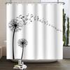 Simple Dandelion Shower Curtain Black White Plant Waterproof Note Bathroom Curtain Simple Bathtub Decoration