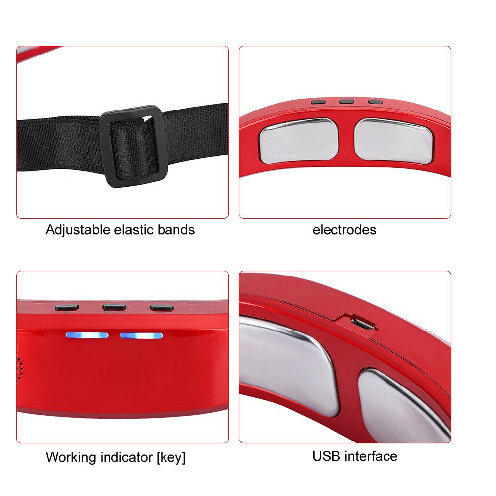 Multi Functional Head Massager Voice Prompt Low Frequency Pulse Insomnia Improvement Machine(Voice Heating Red )