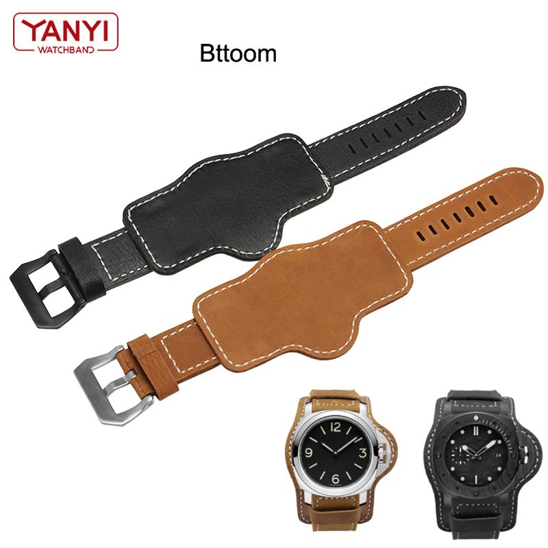 Retro Dickes Echtleder Uhrenarmband Herren Armbanduhrenarmband Armbanduhren Band 20 22 24mm 26mm Braun Schwarz mit Matte