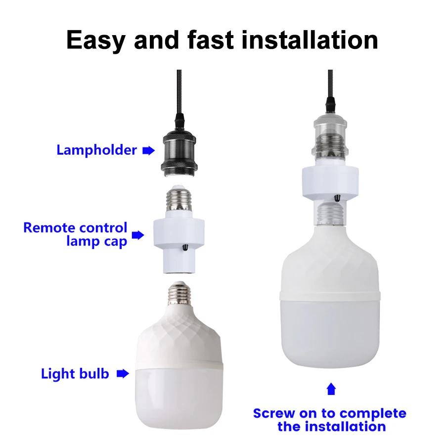2025 LED Lampenfassung E27 AC85-265V Universell Infrarot-Fernbedienung Intelligente Steckdose Timer Farbwechsel Einfache Installation für Zuhause