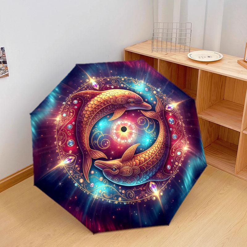 Star Animals Pattern Pattern New Style Umbrella, 1 Piece Automatic Folding Umbrella, Portable Travel Umbrella, Outdoor Umbrella, Birthday Gift