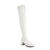 Sparkle Metallic Silver Golden Stretch Overknees Square Chunky High Heels Thigh High Long Over-the-knee Boots Shoes for Women