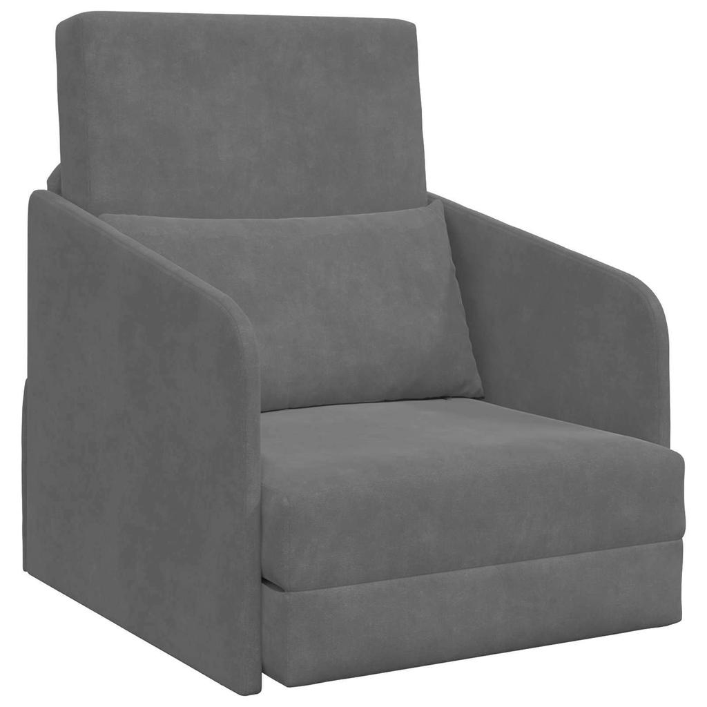 Dark Gray Velvet Sofa Bed 25.6 x 31.5 x 32.7 in