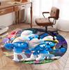 Blue Smurfs Pattern Round Rug, Indoor/Outdoor Mat, for Picnic, Gameroom, Bedroom, Office, Living Room, Home Decor Carpet, Birthday Gift