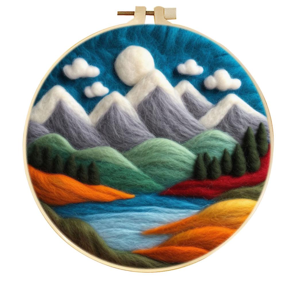 1pc Landscape Embroidery Kit with Felt Painting Design - DIY Gift