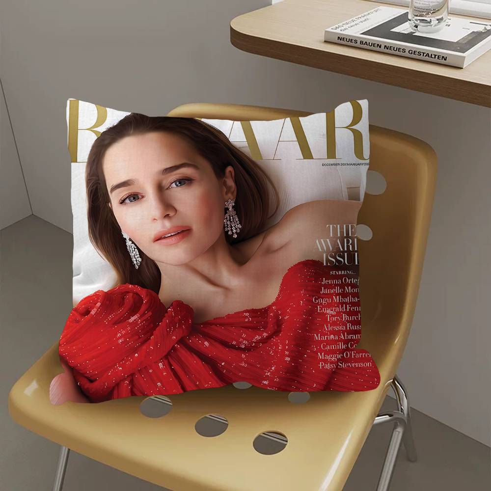 E-Emilia C-Clarke Cushion Cover Car Throw Pillow Case For Sofa Car Christmas Gift 40x40cm 45x45cm