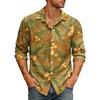Men's Loose Fit Long Sleeve Shirt Vintage Style Casual Button Down Shirt with Spread Collar Suitable for Spring and Autumn